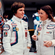 Lella Lombardi (left) and Christine Beckers at the 1977 24 Hours of Le Mans.